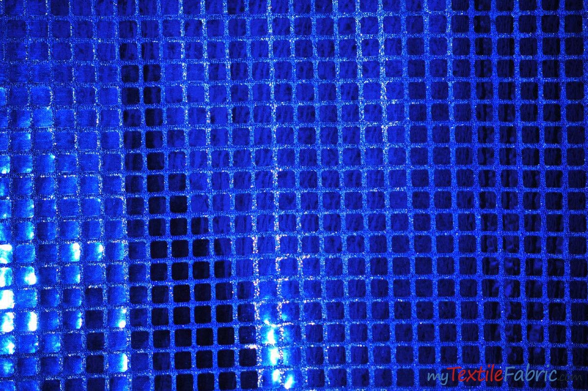 Square Sequins Fabric | Quad Sequins Fabric | 45" Wide | Multiple Colors | Decor and Costumes | Fabric mytextilefabric Yards Royal Blue 