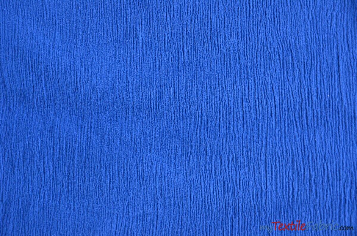 100% Cotton Gauze Fabric | Soft Lightweight Cotton Muslin | 48" Wide | Continuous Yard | Fabric mytextilefabric Yards Royal Blue 