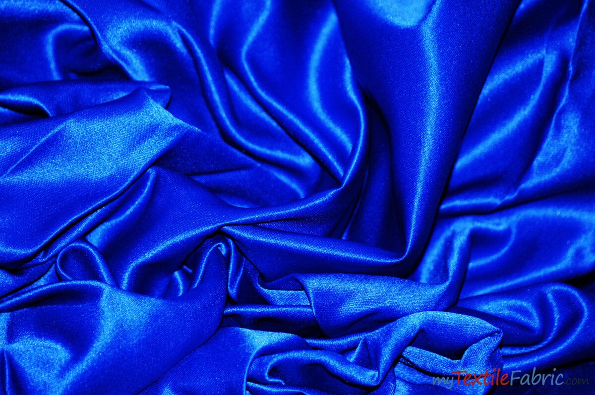 Stretch Matte Satin Peau de Soie Fabric | 60" Wide | Stretch Duchess Satin | Stretch Dull Lamour Satin for Bridal, Wedding, Costumes, Bridesmaid Dress Fabric mytextilefabric Yards Royal Blue 