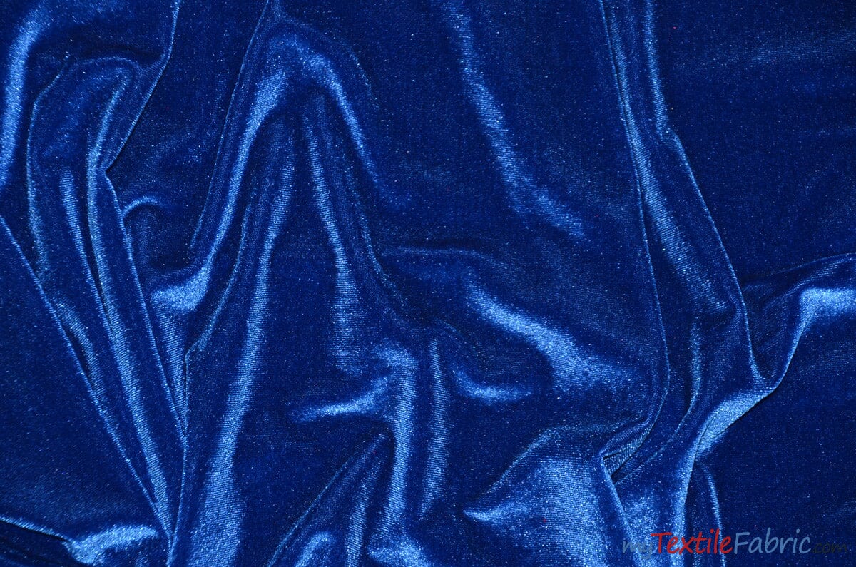 Soft and Plush Stretch Velvet Fabric | Stretch Velvet Spandex | 58" Wide | Spandex Velour for Apparel, Costume, Cosplay, Drapes | Fabric mytextilefabric Yards Royal Blue 