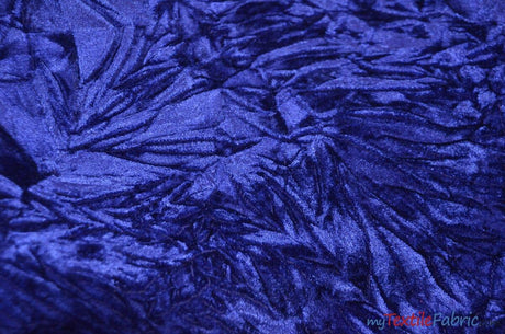 Crushed Triple Velvet | Crush Velvet Fabric | 45" Wide | Original Crushed Plush Velvet | Multiple Colors | Fabric mytextilefabric Yards Royal Blue 