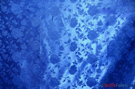 Satin Jacquard | Satin Flower Brocade | 60" Wide | Sold by the Continuous Yard | Fabric mytextilefabric Yards Royal Blue 