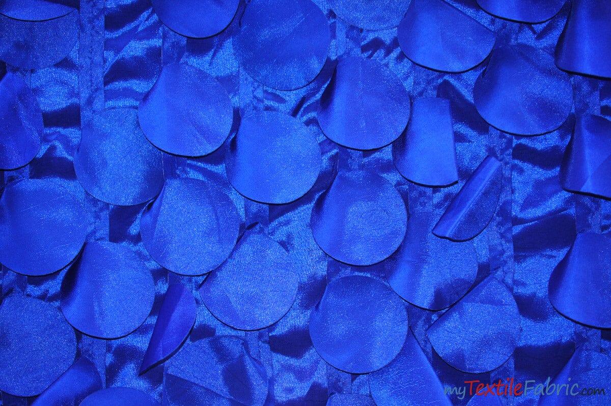 Petal Taffeta Fabric | Hanging Round Petal Taffeta | 57" Wide | Multiple Colors Fabric mytextilefabric Yards Royal Blue 