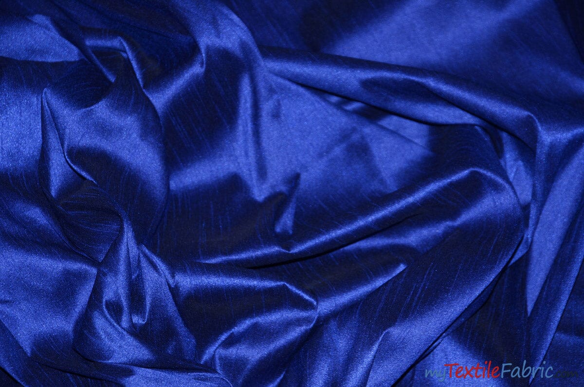 Polyester Silk Fabric | Faux Silk | Polyester Dupioni Fabric | Continuous Yards | 54" Wide | Multiple Colors | Fabric mytextilefabric Yards Royal Blue 