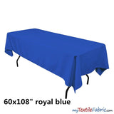 60" x 108" Banquet Polyester Tablecloth | Sold By Piece or Wholesale Box | Fabric mytextilefabric By Piece Royal Blue 