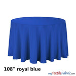 Load image into Gallery viewer, 108&quot; Round Polyester Seamless Tablecloth | Sold by Single Piece or Wholesale Box | Fabric mytextilefabric By Piece Royal Blue 
