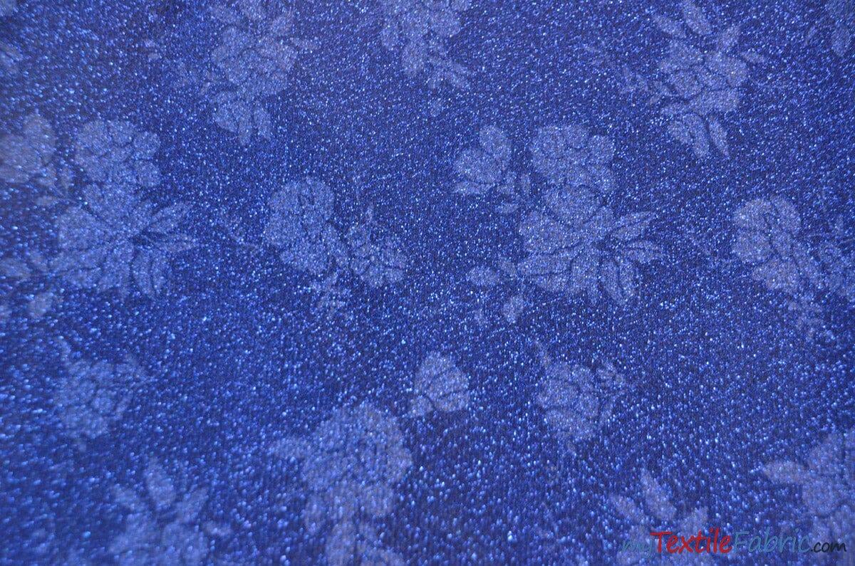 Embossed Floral Lurex Fabric | Tinsel Metallic Fabric | 54" Wide | 3 Colors | Fabric mytextilefabric Yards Royal 