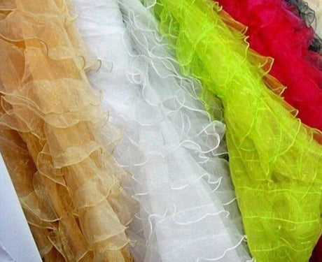 Organza Ruffled Mesh Fabric | Layered Ruffle Mesh Fabric | 57" Wide | Multiple Colors | Fabric mytextilefabric 