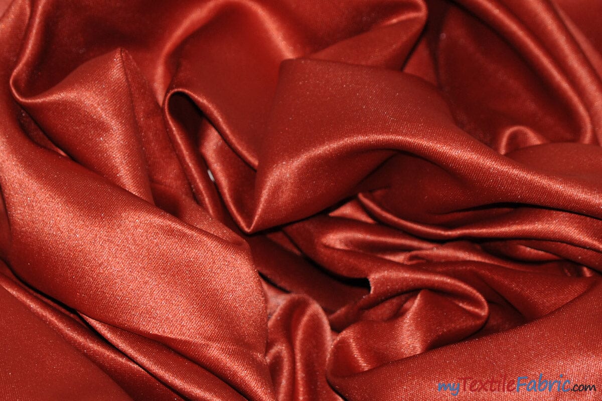 L'Amour Satin Fabric | Polyester Matte Satin | Peau De Soie | 60" Wide | Wholesale Bolt | Wedding Dress, Tablecloth, Multiple Colors | Fabric mytextilefabric Bolts Rust 