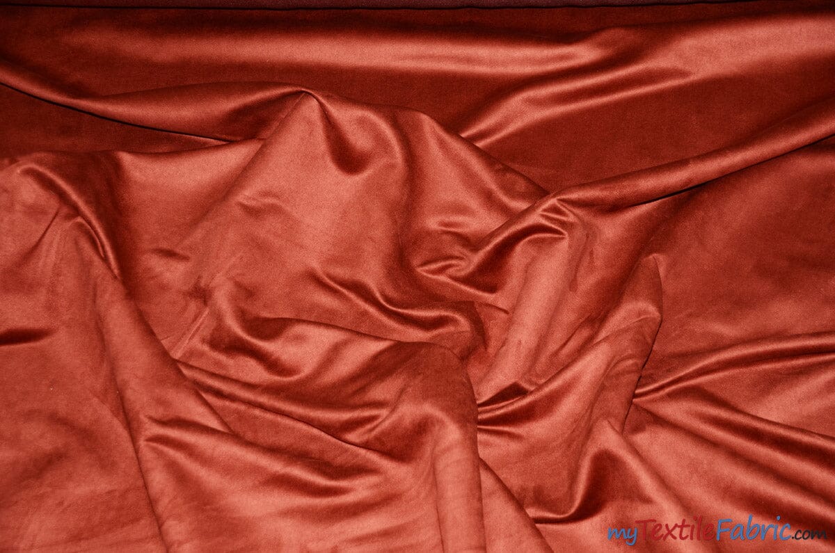 Suede Fabric | Microsuede | 40 Colors | 60" Wide | Faux Suede | Upholstery Weight, Tablecloth, Bags, Pouches, Cosplay, Costume | Sample Swatch | Fabric mytextilefabric Sample Swatches Rust 