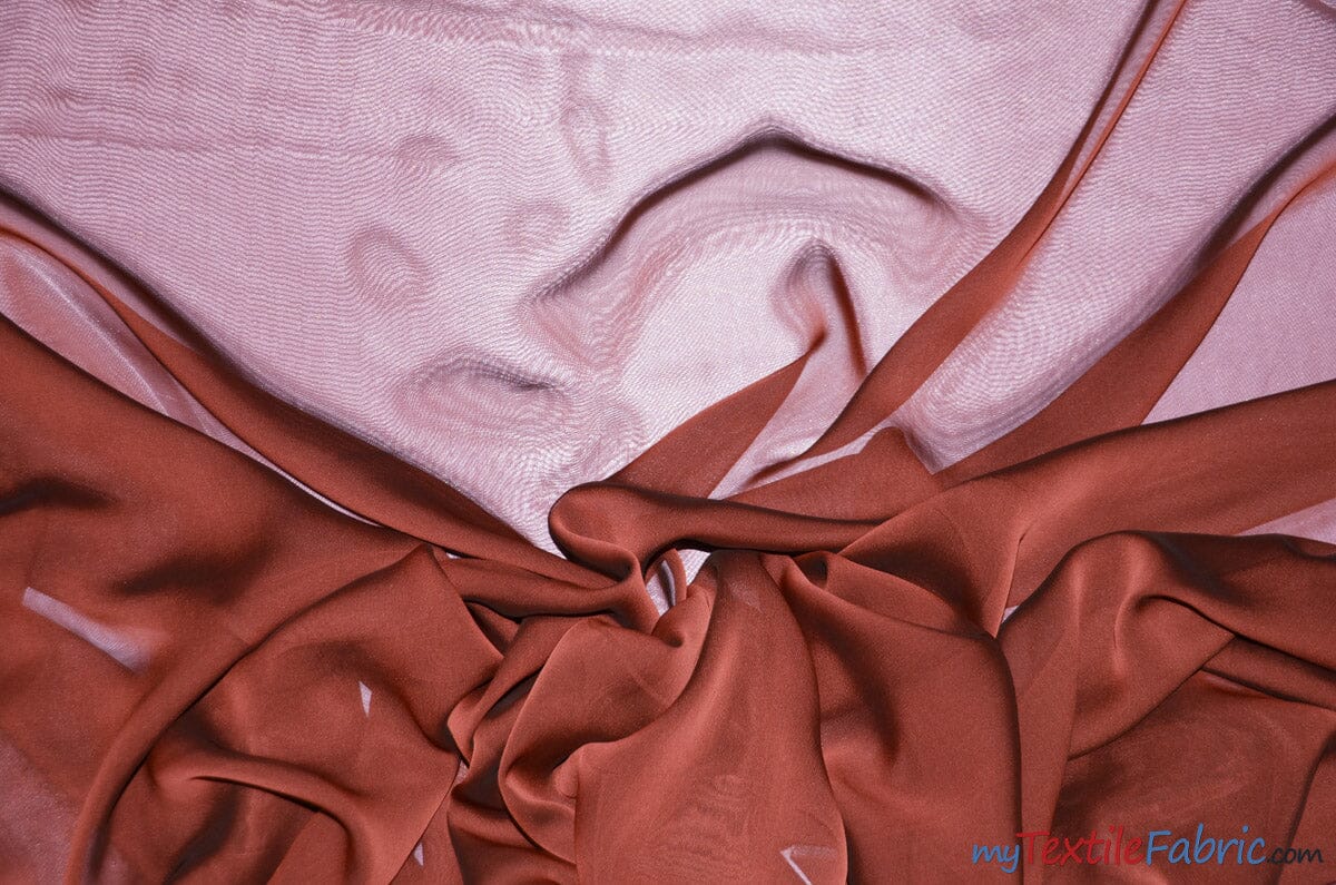 Two Tone Chiffon Fabric | Iridescent Chiffon Fabric | 60" Wide | Clean Edge | Multiple Colors | Wholesale Bolt | Fabric mytextilefabric Bolts Rust 