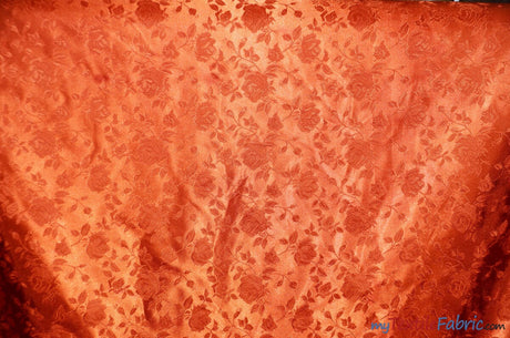 Satin Jacquard | Satin Flower Brocade | Sample Swatch 3"x3" | Fabric mytextilefabric Sample Swatches Rust 