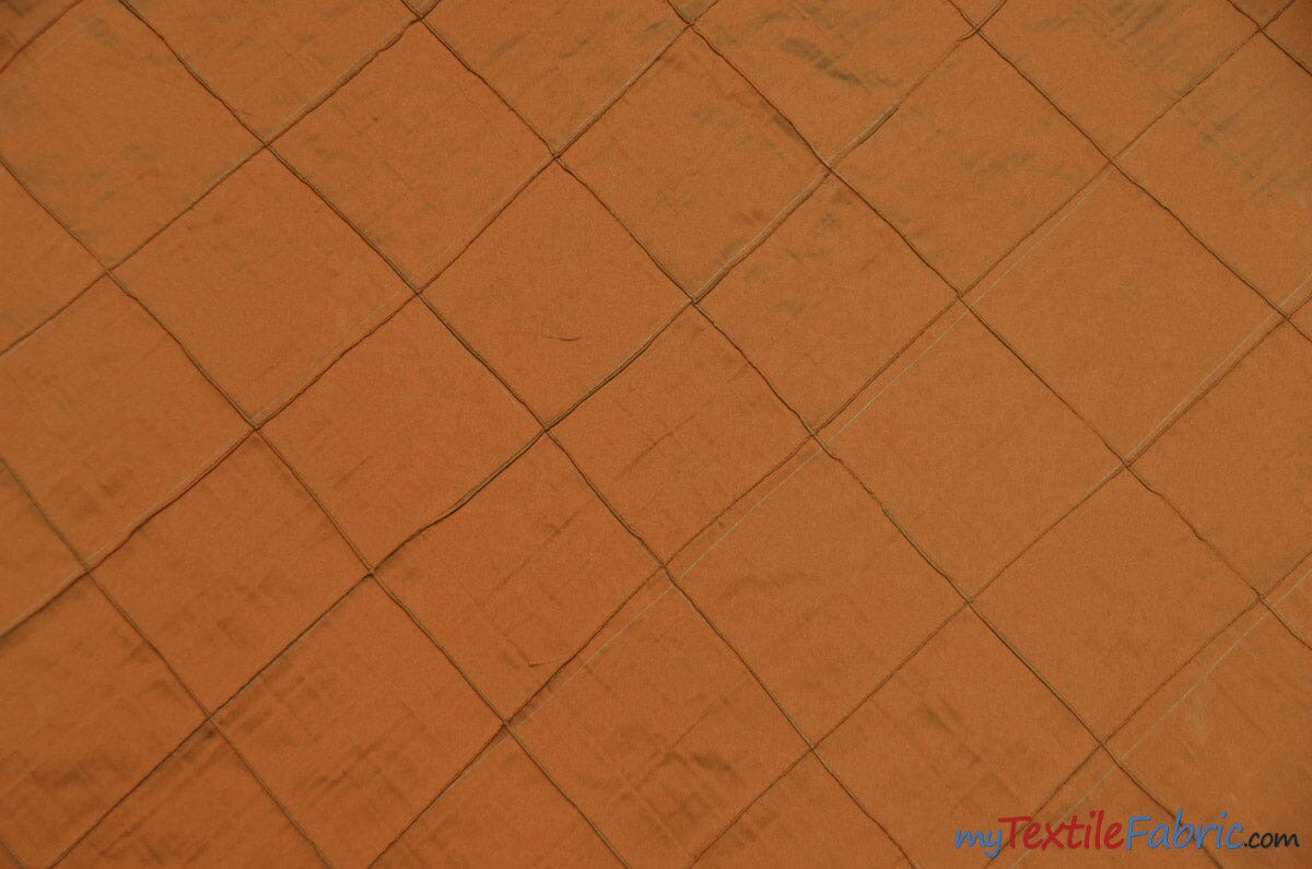 Taffeta Pintuck Fabric | 4"x4" Diamond | Diamond Taffeta Fabric | 58" Wide | Multiple Colors | Continuous Yards | Fabric mytextilefabric Yards Rust 