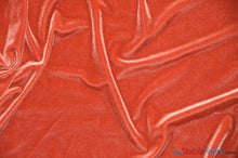 Load image into Gallery viewer, Soft and Plush Stretch Velvet Fabric | Stretch Velvet Spandex | 58&quot; Wide | Spandex Velour for Apparel, Costume, Cosplay, Drapes | Fabric mytextilefabric Yards Rust 