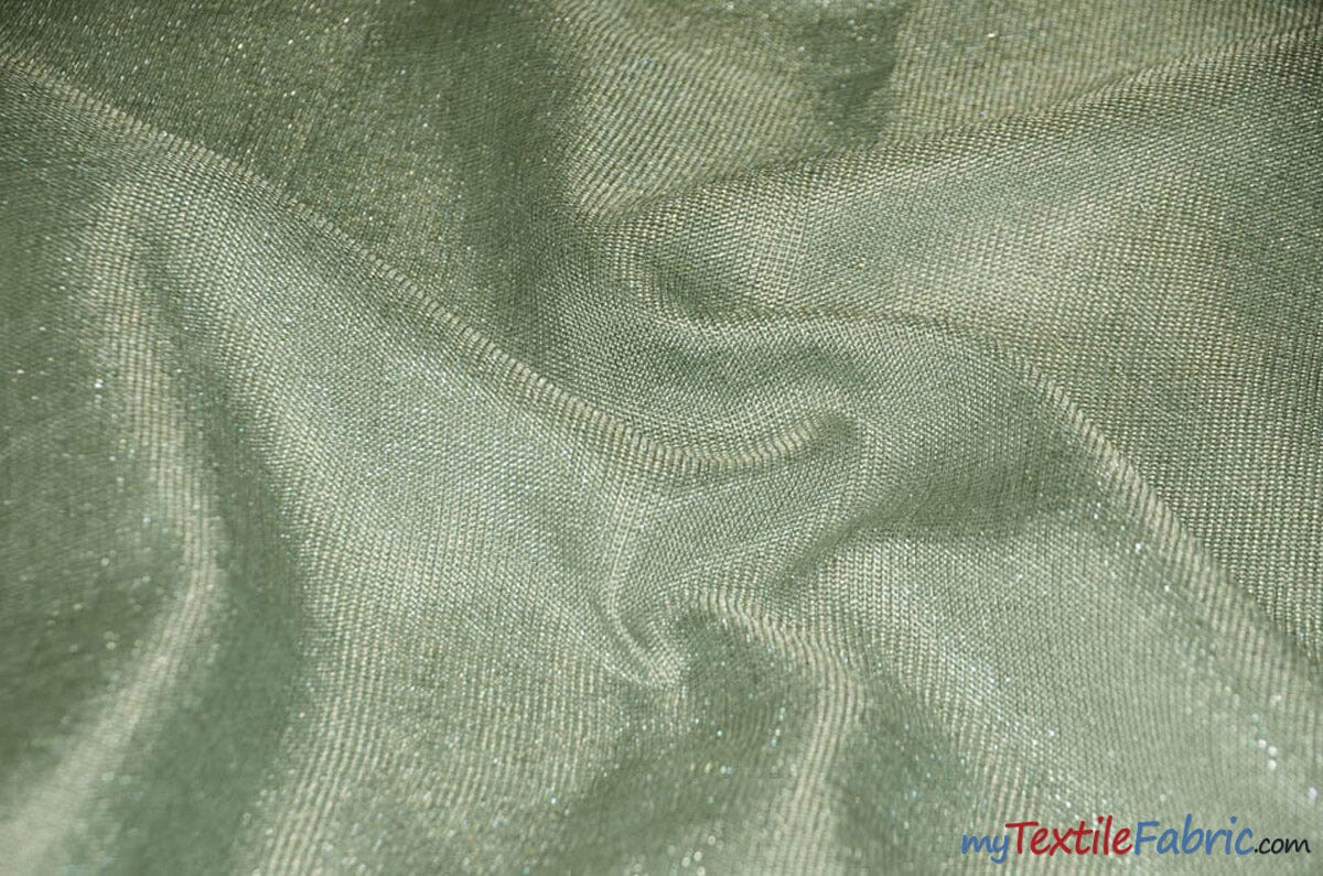 Metallic Vintage Linen Fabric | Imitation Burlap with Metallic Foil | 60" Wide | Washable Burlap Fabric for Decor | Fabric mytextilefabric Yards Sage Silver 