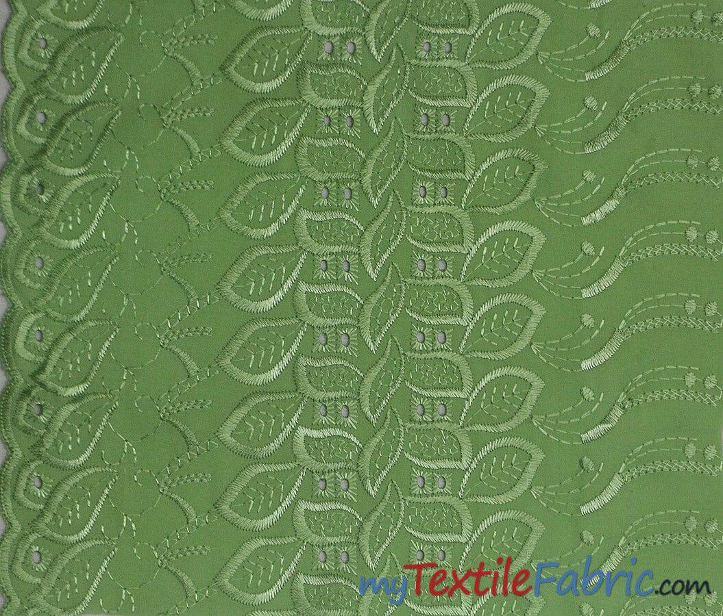 Polyester Cotton Eyelet Embroidery | One Side Scallop | 45" Wide | Multiple Colors | Fabric mytextilefabric Yards Sage 