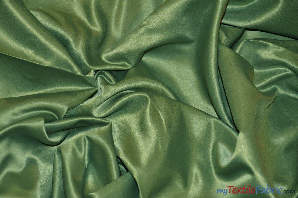 L'Amour Satin Fabric | Polyester Matte Satin | Peau De Soie | 60" Wide | Continuous Yards | Wedding Dress, Tablecloth, Multiple Colors | Fabric mytextilefabric Yards Sage 