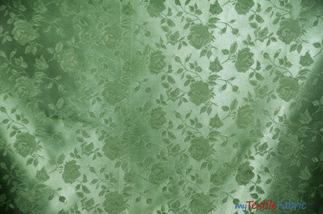 Satin Jacquard | Satin Flower Brocade | 60" Wide | Wholesale Bolt 65 Yards | Fabric mytextilefabric Bolts Sage 