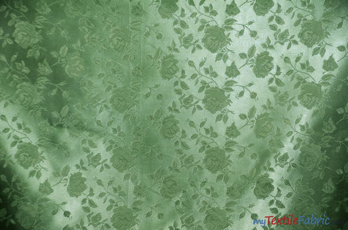 Satin Jacquard | Satin Flower Brocade | 60" Wide | Sold by the Continuous Yard | Fabric mytextilefabric Yards Sage 