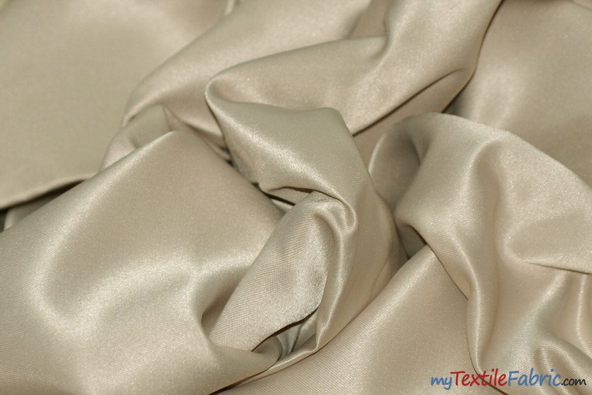 L'Amour Satin Fabric | Polyester Matte Satin | Peau De Soie | 60" Wide | Wholesale Bolt | Wedding Dress, Tablecloth, Multiple Colors | Fabric mytextilefabric Bolts Sand 