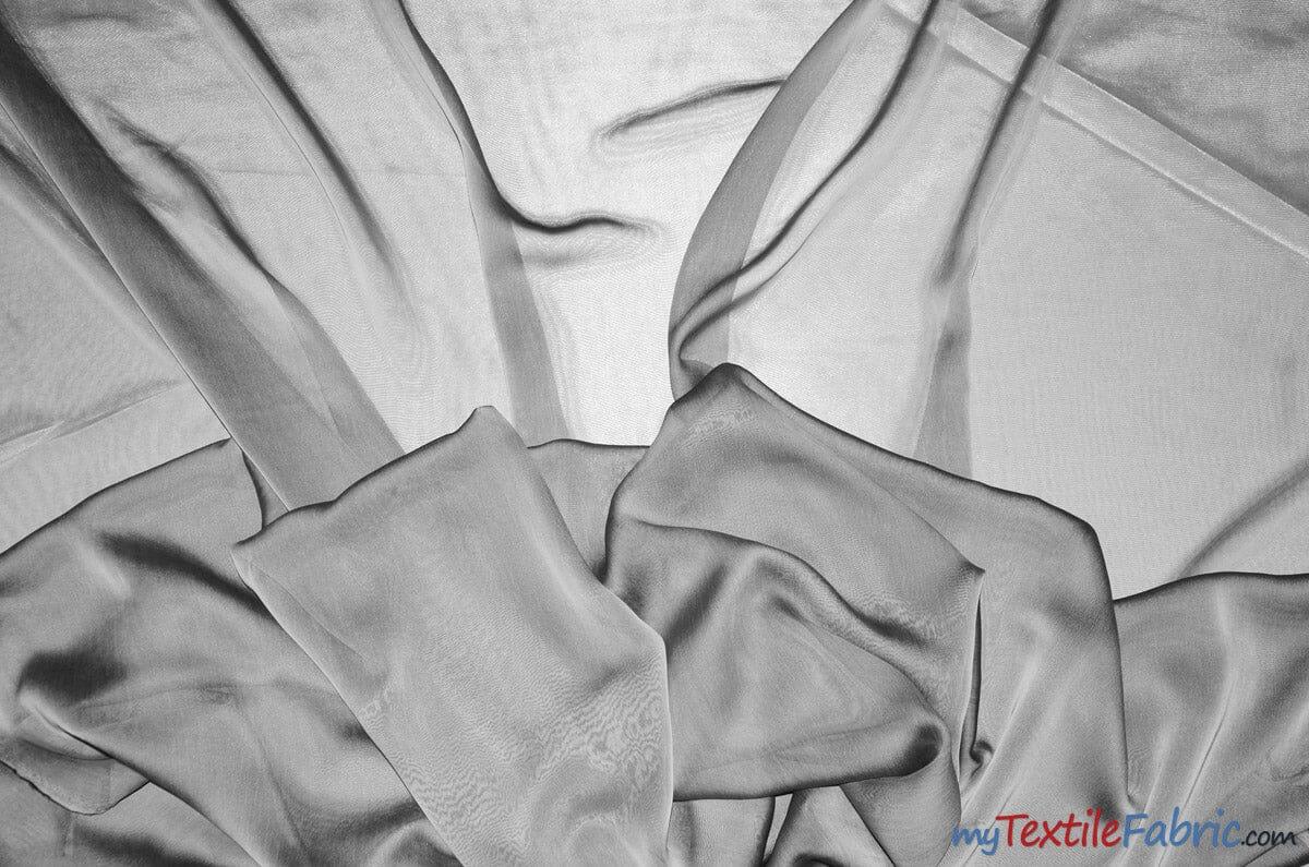 Two Tone Chiffon Fabric | Iridescent Chiffon Fabric | 60" Wide | Clean Edge | Multiple Colors | Continuous Yards | Fabric mytextilefabric Yards Silver Black 