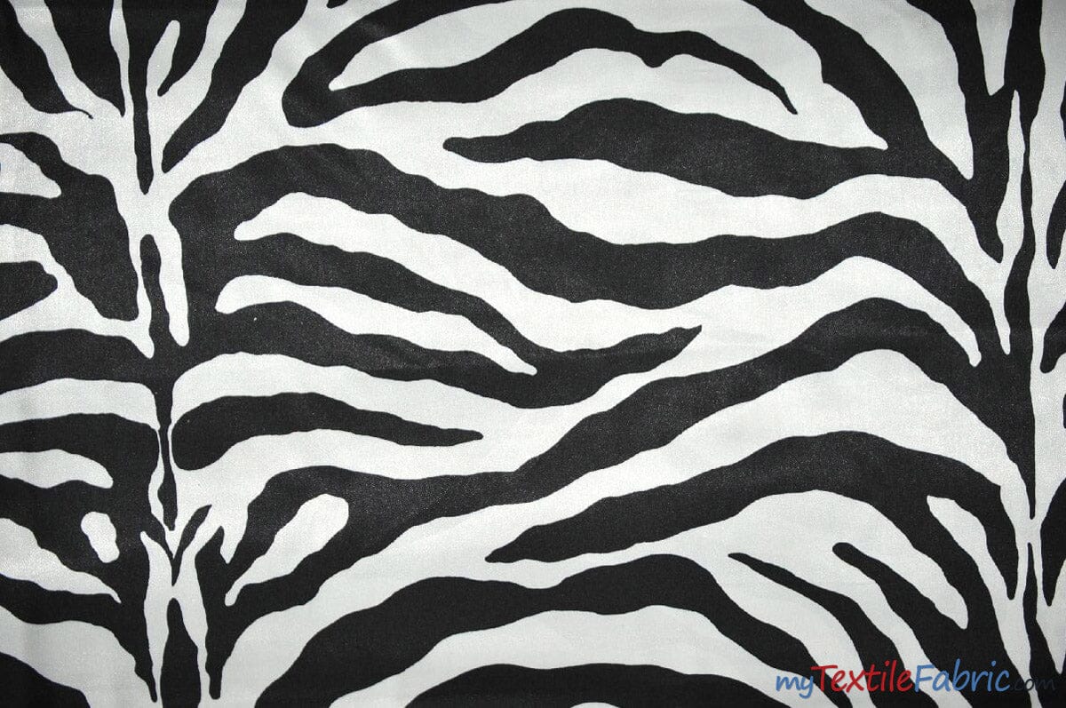 Animal Zebra Satin Fabric | Soft Satin Zebra Charmeuse Fabric | 60" Wide | Multiple Colors | Fabric mytextilefabric Yards Silver Zebra 