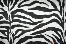 Load image into Gallery viewer, Animal Zebra Satin Fabric | Soft Satin Zebra Charmeuse Fabric | 60&quot; Wide | Multiple Colors | Fabric mytextilefabric Yards Silver Zebra 