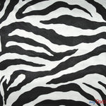 Load image into Gallery viewer, Animal Zebra Satin Fabric | Soft Satin Zebra Charmeuse Fabric | 60&quot; Wide | Multiple Colors | Fabric mytextilefabric Yards Silver Zebra 
