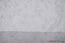 Load image into Gallery viewer, Fantasia Organza Embroidery Fabric | Embroidered Floral Sheer | 54&quot; Wide | Multiple Colors | Fabric mytextilefabric Yards Silver 