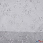 Load image into Gallery viewer, Fantasia Organza Embroidery Fabric | Embroidered Floral Sheer | 54&quot; Wide | Multiple Colors | Fabric mytextilefabric Yards Silver 
