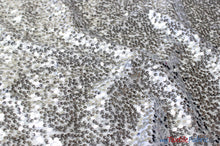 Load image into Gallery viewer, Sequins Taffeta Fabric by the Yard | Glitz Sequins Taffeta Fabric | Raindrop Sequins | 54&quot; Wide | Tablecloths, Runners, Dresses, Apparel | Fabric mytextilefabric Yards Silver 