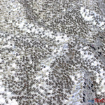 Load image into Gallery viewer, Sequins Taffeta Fabric by the Yard | Glitz Sequins Taffeta Fabric | Raindrop Sequins | 54&quot; Wide | Tablecloths, Runners, Dresses, Apparel | Fabric mytextilefabric Yards Silver 
