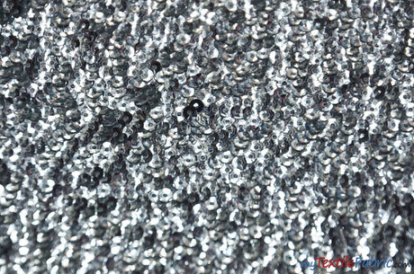 Gatsby Sequins Fabric | 6mm Flat Sewn Sequins on Mesh | 52" Wide | Multiple Colors | Fabric mytextilefabric Yards Silver 