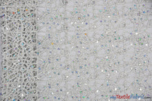 Load image into Gallery viewer, Open Weave Chain Chemical Lace Fabric | 50&quot; Wide | 10 Colors | Fabric mytextilefabric Yards Silver 