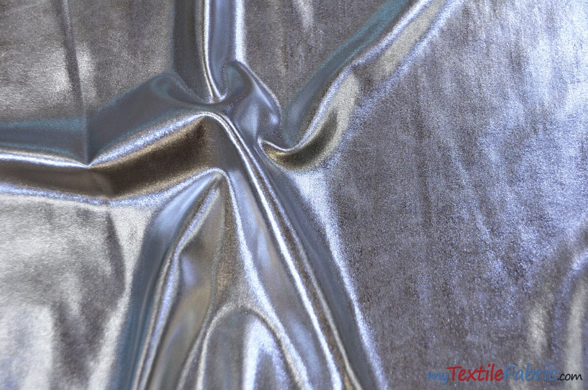 Metallic Foil Spandex Lame | Stretch Metallic Lame | Spandex Lame Fabric | All Over Foil on Stretch Knit | 60" Wide | Fabric mytextilefabric Yards Silver 