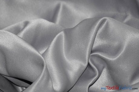 Stretch Matte Satin Peau de Soie Fabric | 60" Wide | Stretch Duchess Satin | Stretch Dull Lamour Satin for Bridal, Wedding, Costumes, Bridesmaid Dress Fabric mytextilefabric Yards Silver 