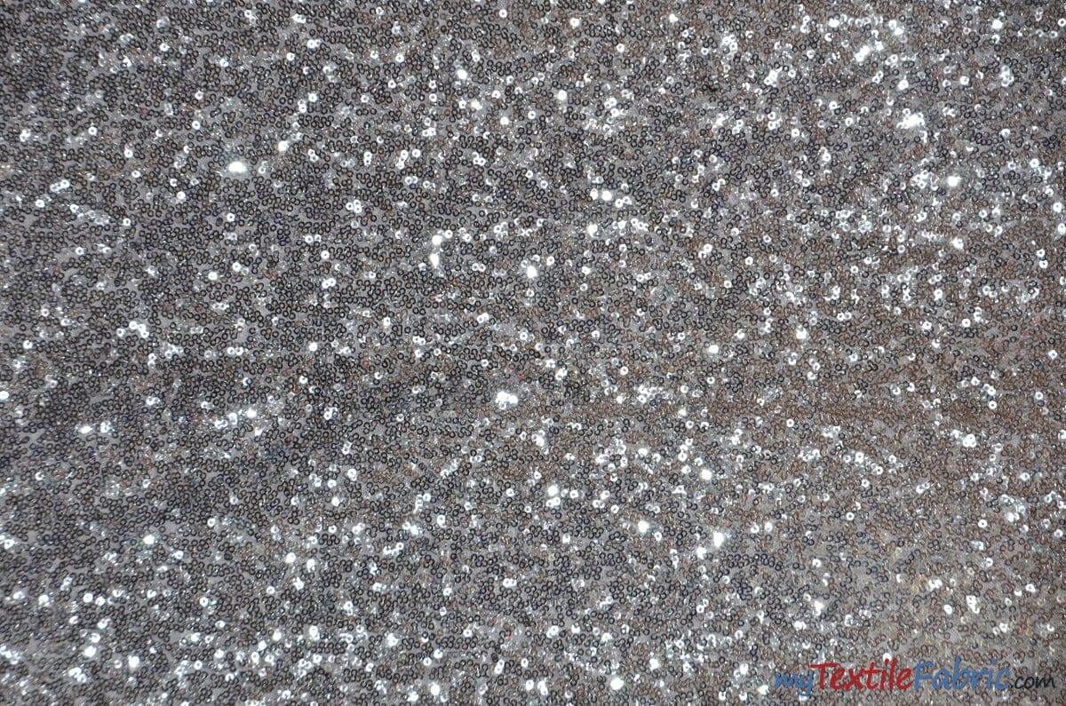 Glitz Mesh Sequins Fabric | 3mm Glitter Sequins | 52" Wide | Multiple Colors | Fabric mytextilefabric Yards Silver Shiny 