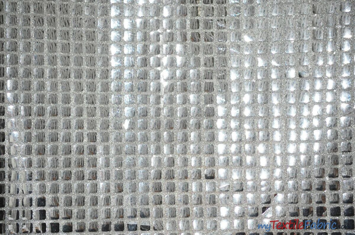 Square Sequins Fabric | Quad Sequins Fabric | 45" Wide | Multiple Colors | Decor and Costumes | Fabric mytextilefabric Yards Silver 