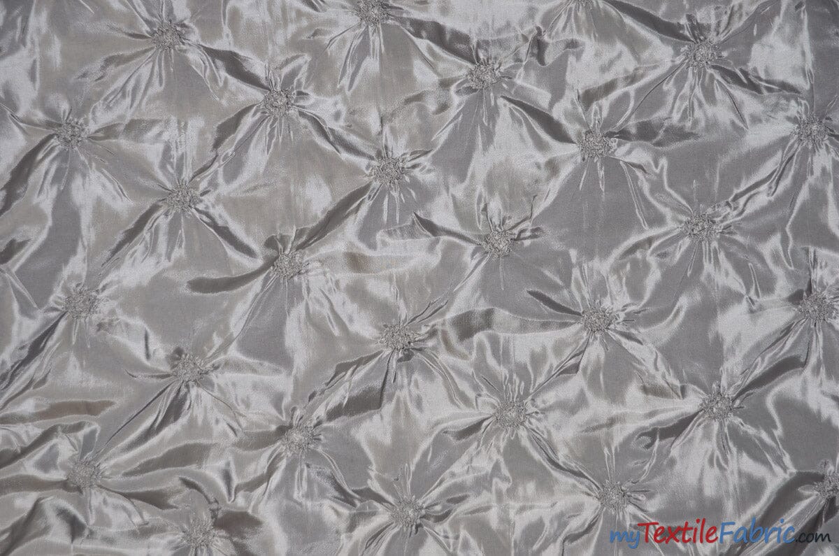 Pinwheel Taffeta Fabric | Button Taffeta Fabric | 48" Wide | Multiple Colors | Fabric mytextilefabric Yards Silver 