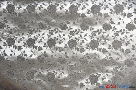 Satin Jacquard | Satin Flower Brocade | Sample Swatch 3"x3" | Fabric mytextilefabric Sample Swatches Silver 