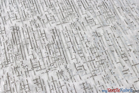 Sequins Everleigh Lace Fabric | Everleigh Embroidery | 52" Wide | Multiple Colors | Fabric mytextilefabric Yards Silver 