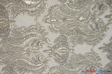 Medallion Bridal Lace | Sequins Damask Embroidery | 52" Wide | Lace Wedding Dress | Sequins Lace Fabric | Fabric mytextilefabric Yards Silver 