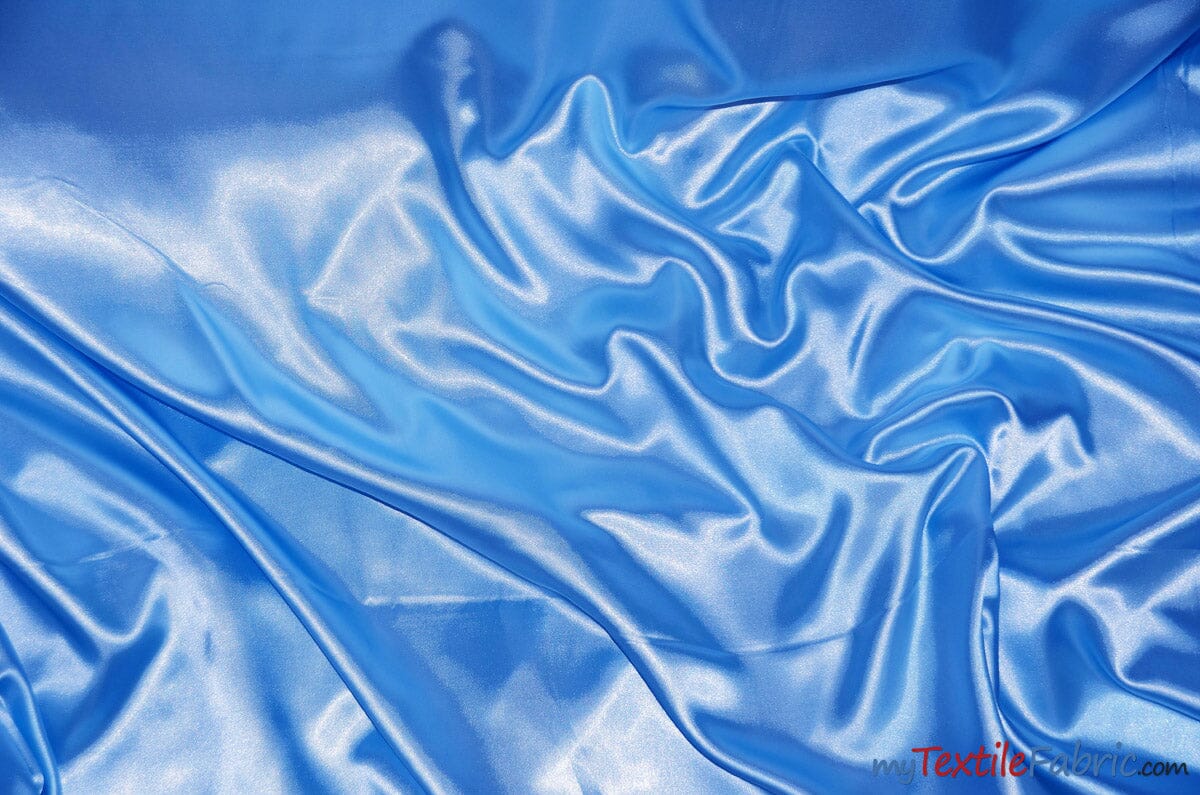 Silky Soft Medium Satin Fabric | Lightweight Event Drapery Satin | 60" Wide | Economic Satin by the Wholesale Bolt | Fabric mytextilefabric Bolts Sky Blue 0082 