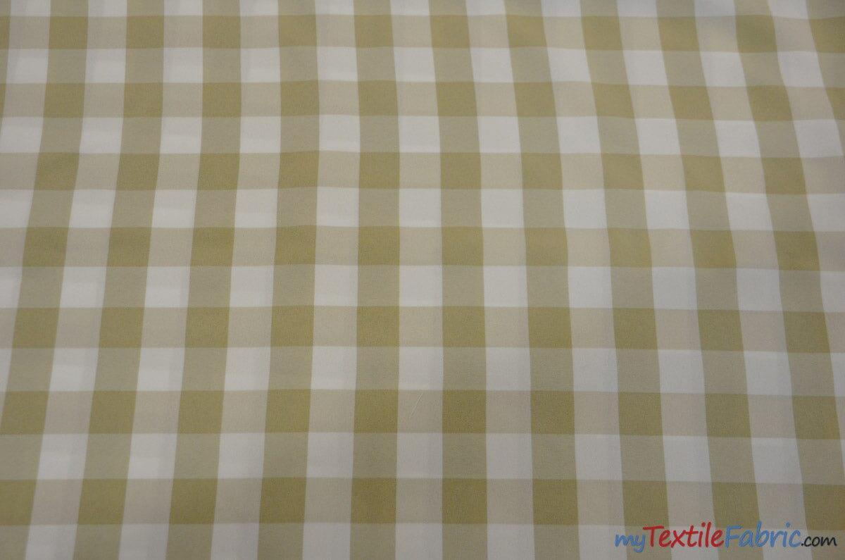 Gingham Checkered Fabric | Polyester Picnic Checkers | 1" x 1" | 60" Wide | Tablecloths, Curtains, Drapery, Events, Apparel | Fabric mytextilefabric Bolts Stone White 