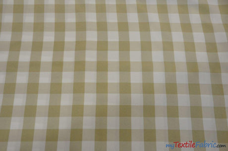 Gingham Checkered Fabric | Polyester Picnic Checkers | 1" x 1" | 60" Wide | Tablecloths, Curtains, Drapery, Events, Apparel | Fabric mytextilefabric Bolts Stone White 