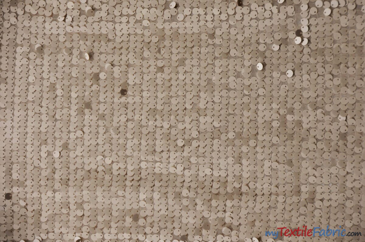 New York Dazzle Sequins Fabric | 6mm Sequins Fabric | 52" Wide | Multiple Colors | Fabric mytextilefabric Yards Taupe 