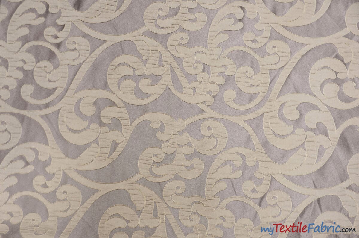 Victorian Damask Jacquard Fabric | Victorian Damask Brocade | 60" Wide | Drapery, Curtains, Tablecloth, Costume | Multiple Colors | Fabric mytextilefabric Yards Taupe 