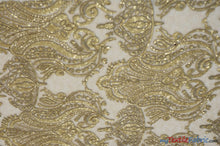 Load image into Gallery viewer, Medallion Bridal Lace | Sequins Damask Embroidery | 52&quot; Wide | Lace Wedding Dress | Sequins Lace Fabric | Fabric mytextilefabric Yards Taupe 

