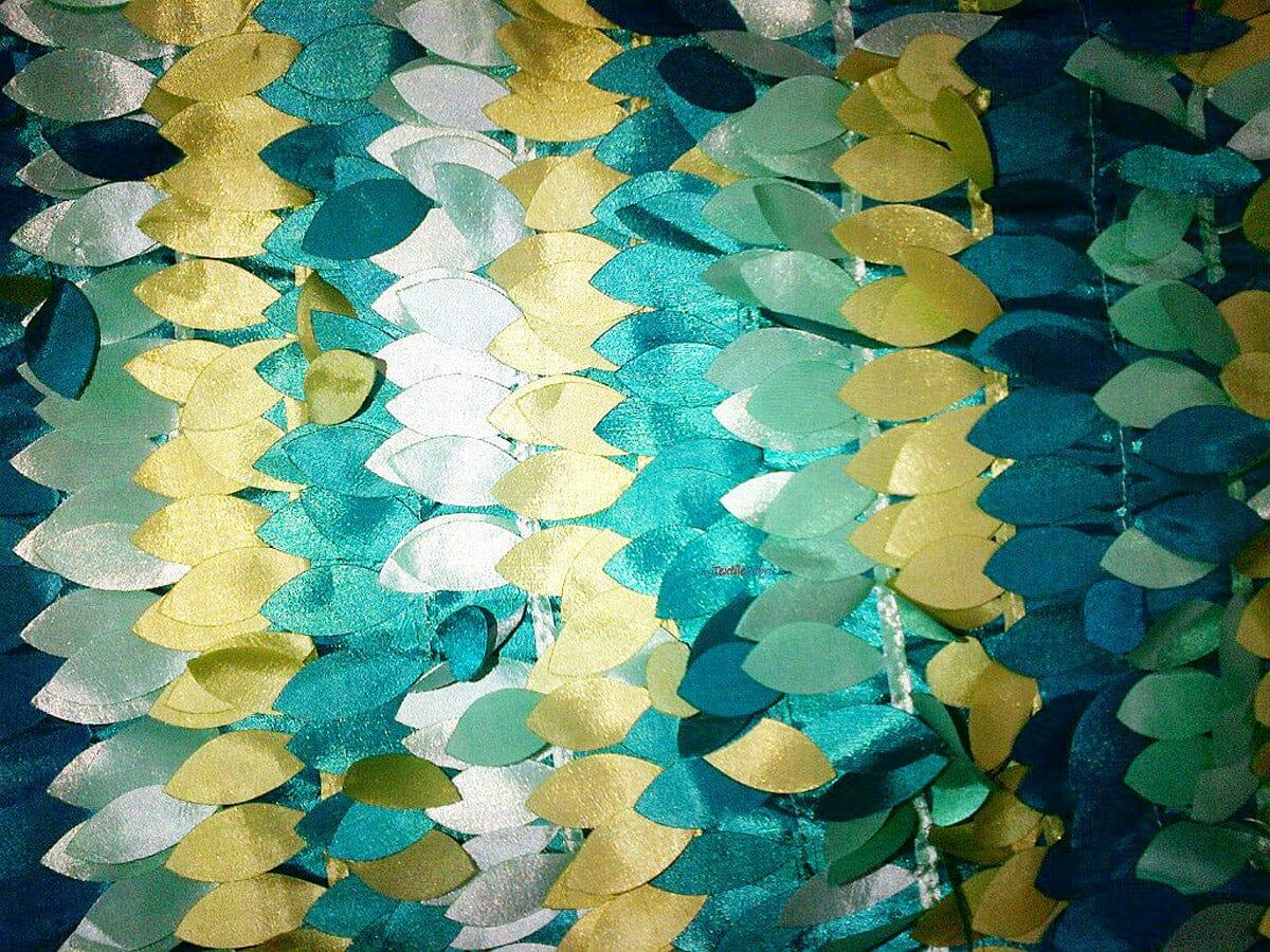 Leaf Taffeta | Hanging Leaf Taffeta | 57" Wide | Multiple Colors Available | Fabric mytextilefabric Yards Teal Blue 