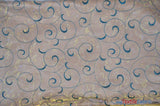 Swirl Organza Fabric | Embroidered Swirl Sheer | 54" Wide | Multiple Colors | Fabric mytextilefabric Yards Teal Gold 